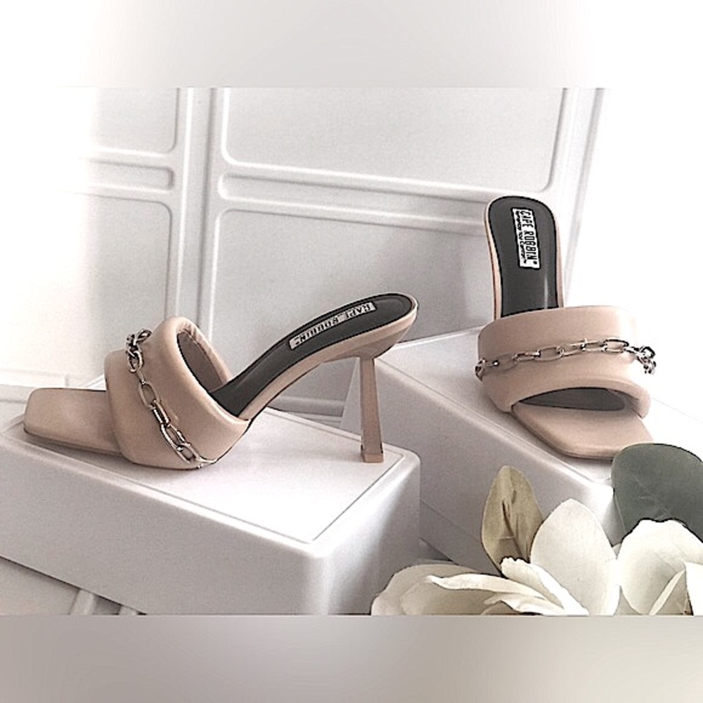 Brand New Cape Robbin-Faux Leather-Open Square Toe-High Heel Shoe